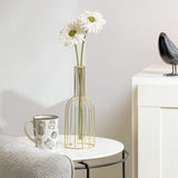 Wire Bottle Shape 10.5h" Pendant Hanging Tube Vase - Gold