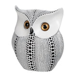 Debossed Dotted Horned Owl Resin Sculpture - White