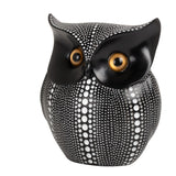 Debossed Dotted Horned Owl Resin Sculpture - Black