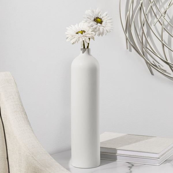 Komi 14h" Ceramic Bottle Vase - White