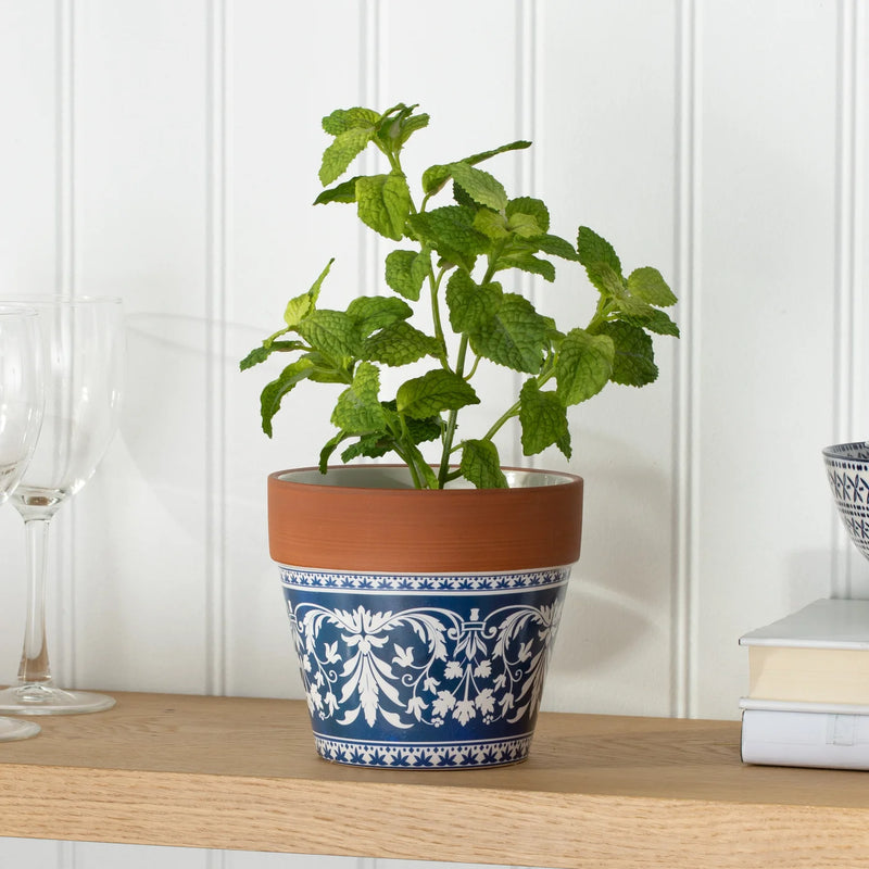 Lisboa Flourish Pattern 5.5d x 5" Ceramic Drop Pot Planter