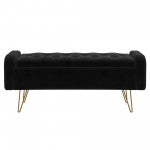 Pabel Storage Ottoman/Bench in Black with Gold Leg