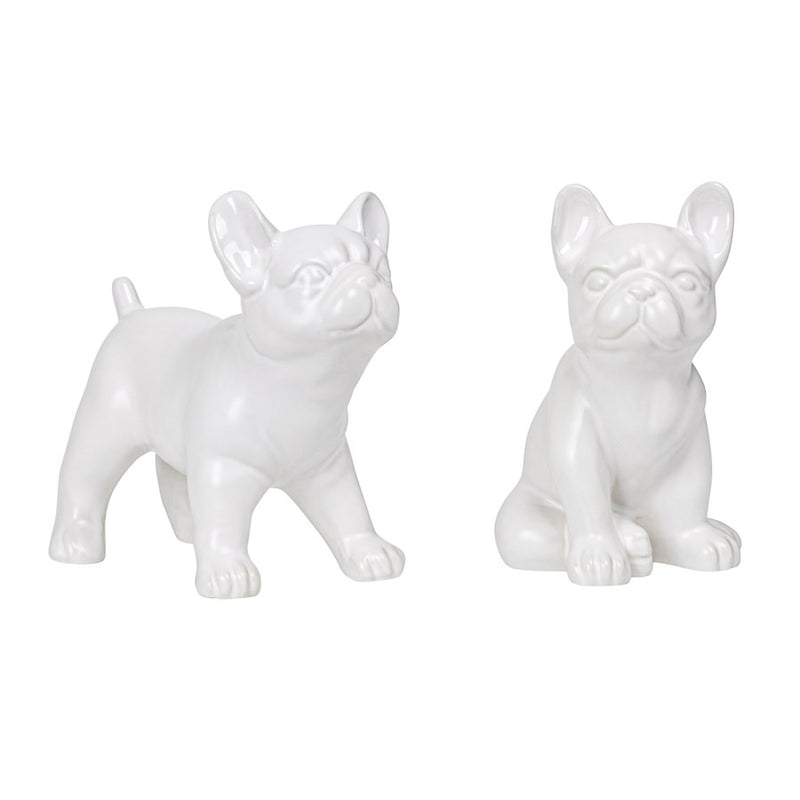 BULLDOG SITTING 6H" CERAMIC DECOR SCULPTURE- WHITE