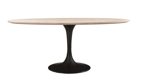 ASPEN OVAL DINING TABLE WHITE WASH WITH METAL BASE