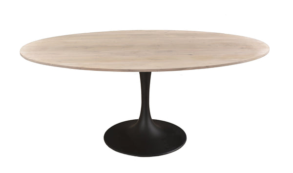 ASPEN OVAL DINING TABLE WHITE WASH WITH METAL BASE