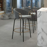 Front view of Luna counter stool in grey at Couch9 Calgary furniture store