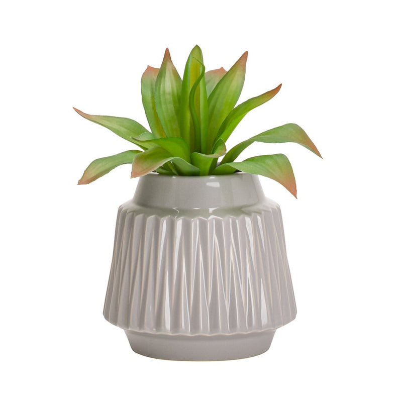 ELLA FACETED CERAMIC 6H" VASE - GREY