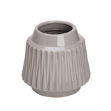 ELLA FACETED CERAMIC 6H" VASE - GREY