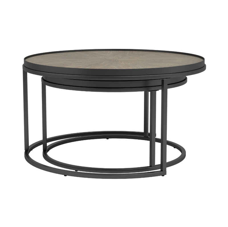 Weathered Elm 2-Piece Round Nesting Coffee Tables