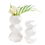 Orion 8h" Stacked Ceramic Vase - White