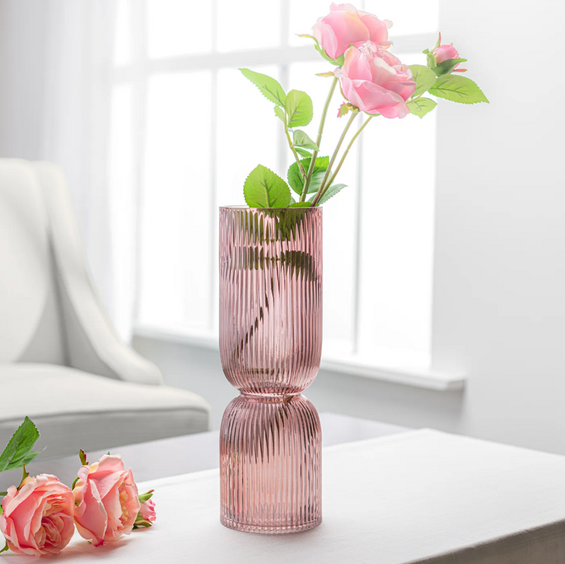 Cascade 12.5h" Pink Lustre Glass Vase