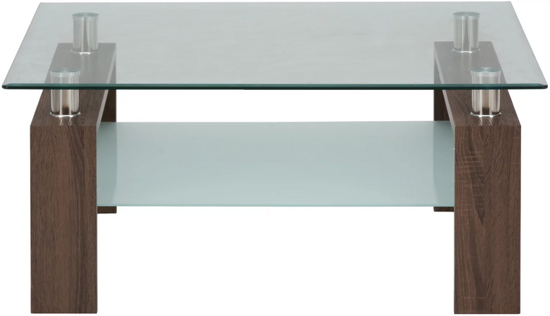 Compass Square Cocktail Table with Glass Top