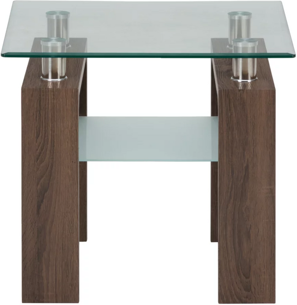 Compass End Table with Glass Top