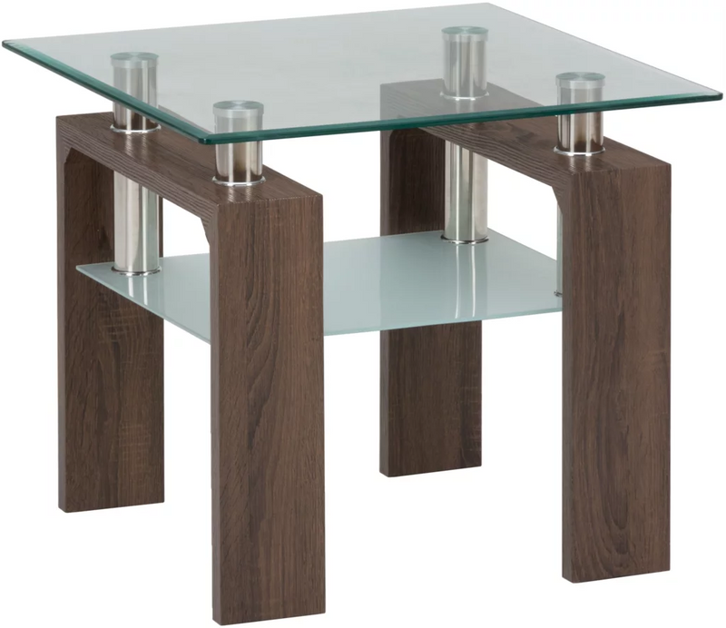 Compass End Table with Glass Top