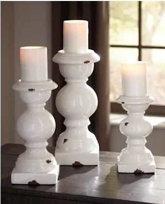 Devorah Antique White Candle Holder Set of 3