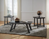 Side view of Fenbrook table set of 3 showing elegant nesting design