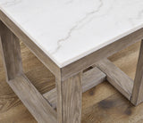 Alaska square end table front view in modern living room setting