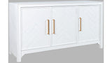 Side view of Blanc 3 door accent cabinet at Couch9 Calgary furniture store