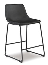 Front view of Camlyn upholstered counter stool in black at Couch9 Calgary furniture store