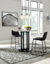 Camlyn upholstered counter stool in black design and upholstery detail in Calgary Alberta