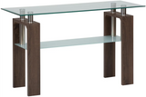 Compass console table with glass top for Airdrie living room furniture