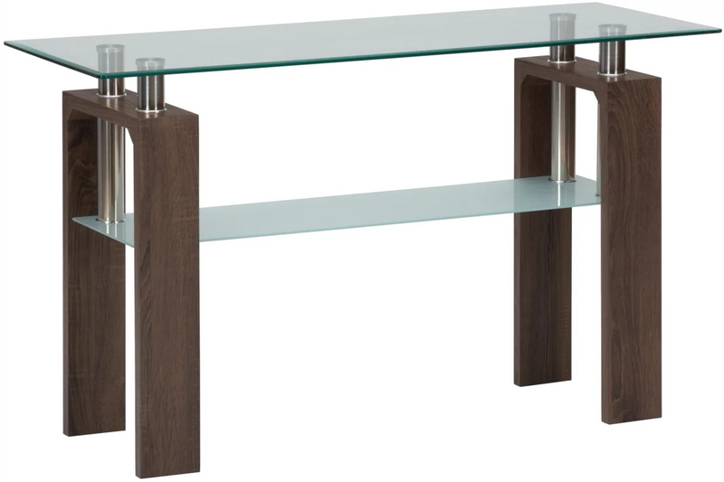 Compass console table with glass top for Airdrie living room furniture