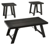 Fenbrook table set of 3 front view in modern living room setting
