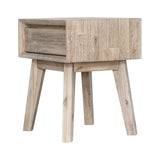 Side view of Gia 1 drawer nightstand showing compact bedside design