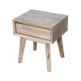 Gia 1 drawer nightstand front view in modern bedroom setting