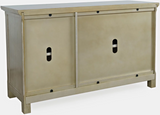 Side view of Glam Isabella 54" mirrored accent cabinet at Couch9 Calgary furniture store