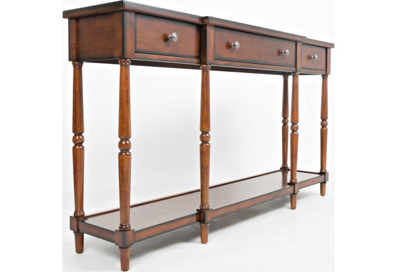 GLOBO CONSOLE TABLE - ANTIQUE MAHOGANY FINISH