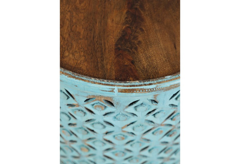 CAPRI LARGE DRUM TABLE- ANTIQUE TURQUOISE
