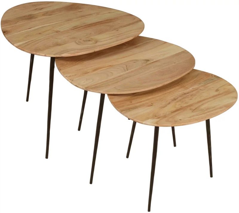 Reeves natural wood nesting tables for Calgary home interiors