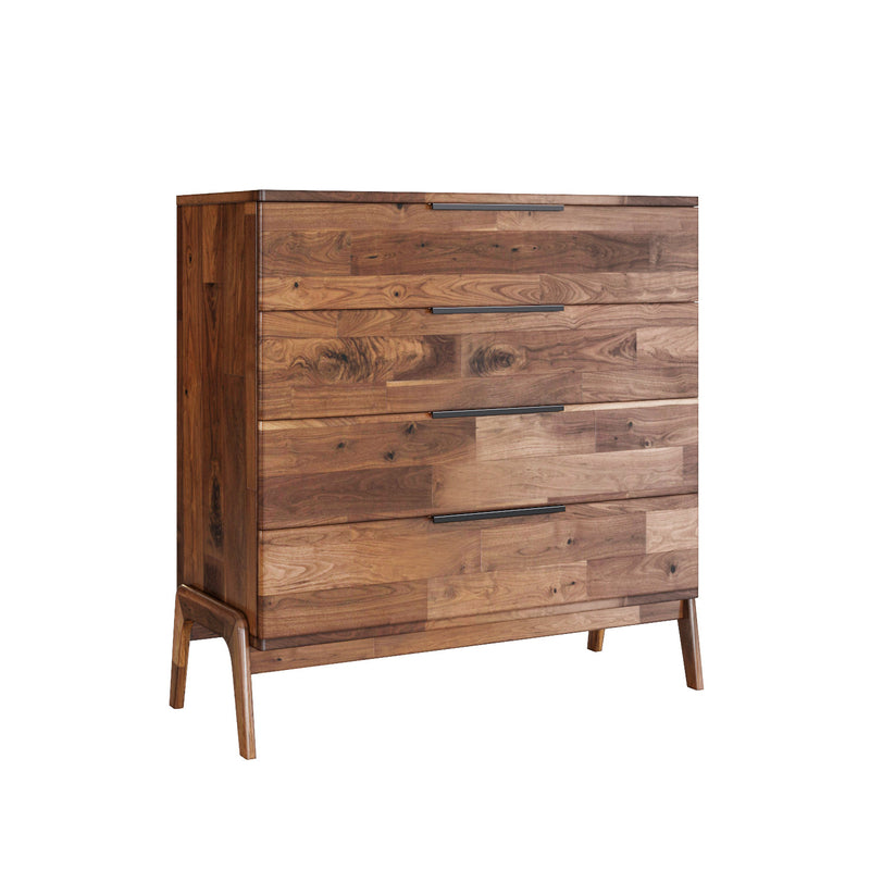 Remix 4 drawer chest front view in modern bedroom setting