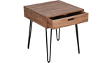 Rollins end table with drawer front view in modern living room setting