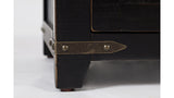 Vintage black barn door accent cabinet storage cabinet at Couch9 Calgary Alberta