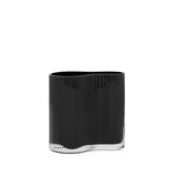 CONTOUR PINCHED BLACK 7H" RIBBED GLASS VASE