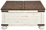 Angled view of Wystfield cocktail table showcasing structure and design